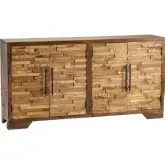 Thompson 72" 4 Door Media Credenza Sideboard in Distressed Solid Wood