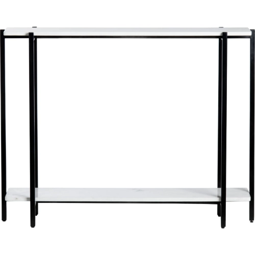 Teeter Console Sofa Table in White Marble & Black Iron