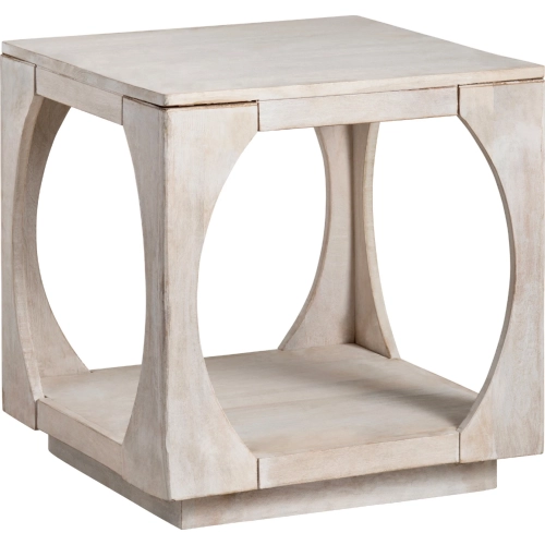 Apollo Square End Table in White Washed Mango Wood