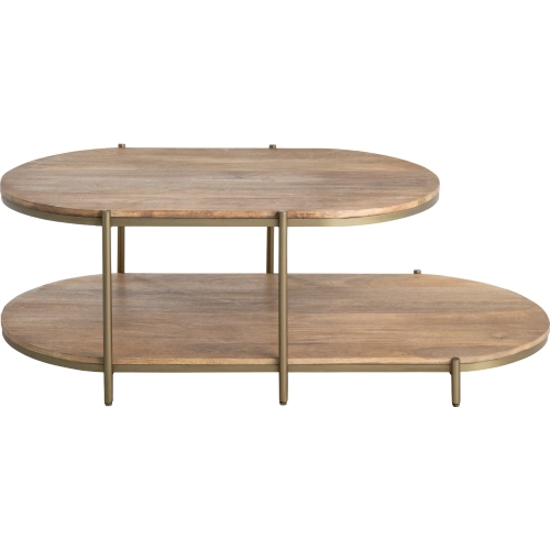Rockwell Oval Cocktail Coffee Table in Mango Wood & Gold Metal