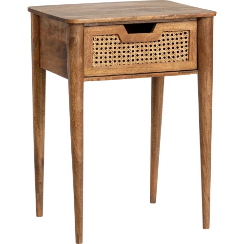 Guadalupe 1 Drawer End Table in Wood & Rattan