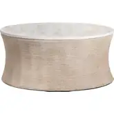 Key Largo Round Cocktail Coffee Table in Washed Mango Wood & Rope