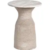 Key Largo Round End Table in Washed Mango Wood & Rope