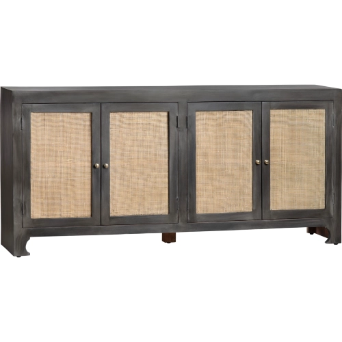 Port Douglas 76" 4 Door Sideboard in Gray Wood and Rattan