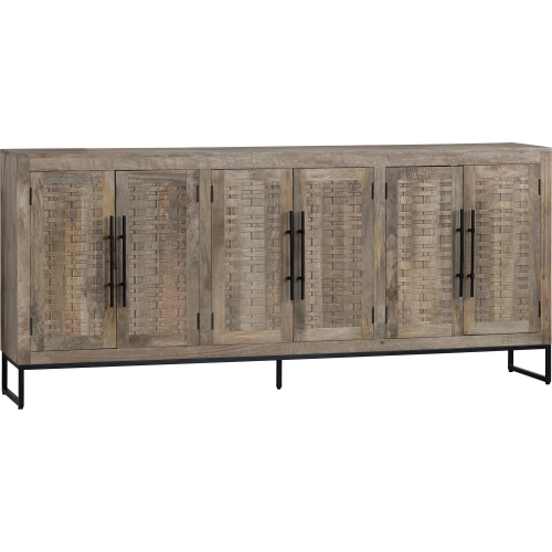 Capetown 90" 6 Door TV Stand Media Credenza in Mango Wood & Metal