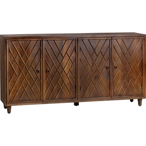Chippendale 72" 4 Door Media Credenza Sideboard in Solid Wood