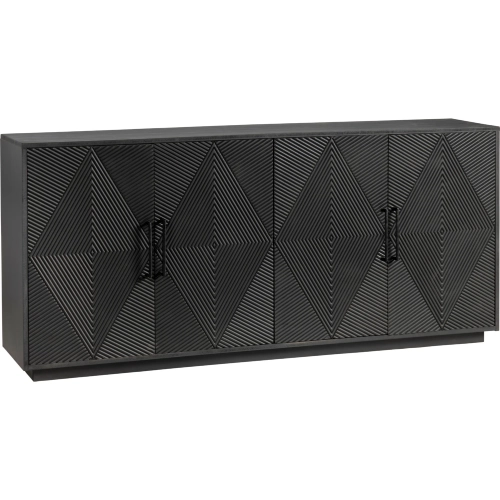 Watson 72" 4 Door Media Credenza Sideboard in Black Wood