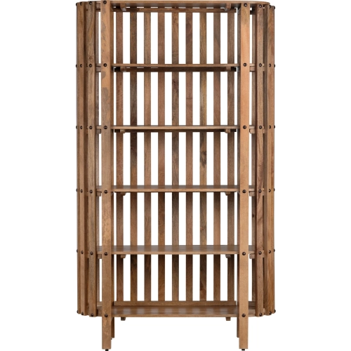 Santa Ana 4 Shelf Etagere Bookcase in Brown Mango Wood