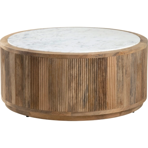 Santorini Round Cocktail Table in Mango Wood & White Marble
