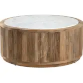 Santorini Round Cocktail Table in Mango Wood & White Marble