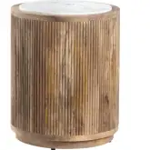 Santorini Round End Table in Mango Wood & White Marble