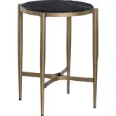 Xander Round End Table in Black Marble & Gold Metal