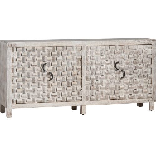 Qunicy 71" 4 Door Sideboard in White Washed Mango Wood