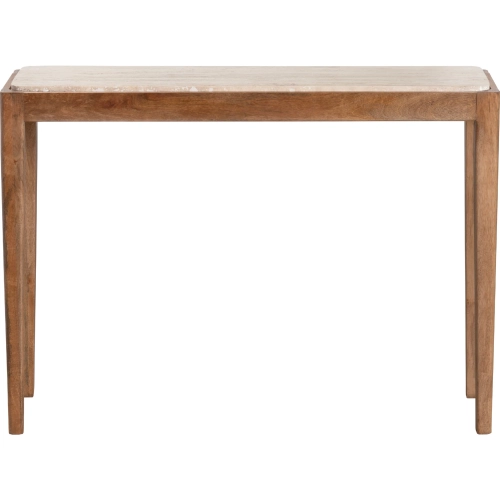 Liam Console Sofa Table in Solid Mango & Cream Travertine