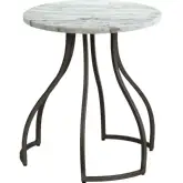 Aiden Round End Table in Green Marble & Black Iron