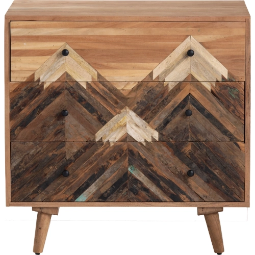 Sierra Nevada 3 Drawer Chest in Multicolor Distressed Wood