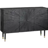Obsidian 47" 3 Door Media Credenza Sideboard in Black Reclaimed Wood