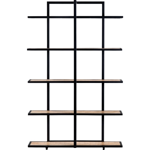 Johnston 5 Shelf Etagere Bookcase in Wood & Black Metal