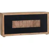 Heartwood 76" 3 Door Media Credenza Sideboard in Brown & Black Wood