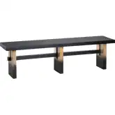 Horizon Accent Bench in Tan & Black Wood & Iron