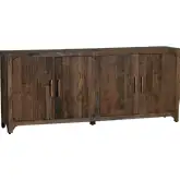 Hickory Ridge 84" 4 Door Media Credenza Sideboard in Dark Brown Reclaimed Wood