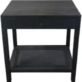 Barbados Square 1 Drawer End Table in Espresso Brown Wood & Cane