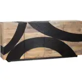 Lennox 80" 4 Door Media Credenza Sideboard Brown & Black Wood