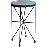 Haiden Round End Table in Grey Marble & Metal