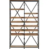 Thomas Road Double Etagere in Wood & Black Metal