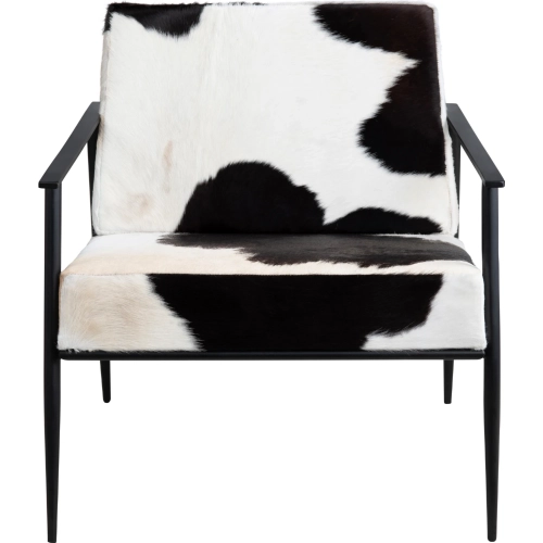 Ranchero Accent Chair in Black & White Goat Hide & Black Iron