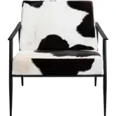 Ranchero Accent Chair in Black & White Goat Hide & Black Iron
