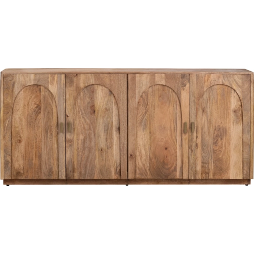 Chateau 74" 4 Door Media Credenza Sideboard in Brown Wood