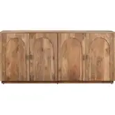 Chateau 74" 4 Door Media Credenza Sideboard in Brown Wood