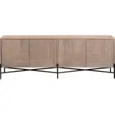 Cordell 78" 4 Door Media Credenza Sideboard in Brown Wood & Metal