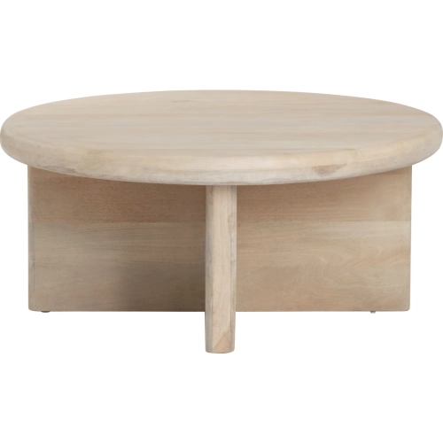 Mercer Round Cocktail Coffee Table in White Washed Wood
