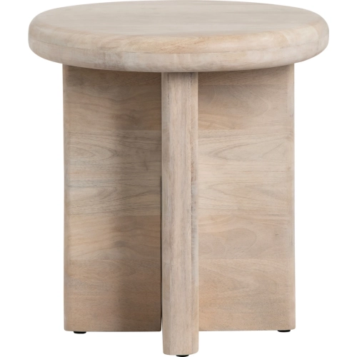 Mercer Round End Table in White Washed Wood