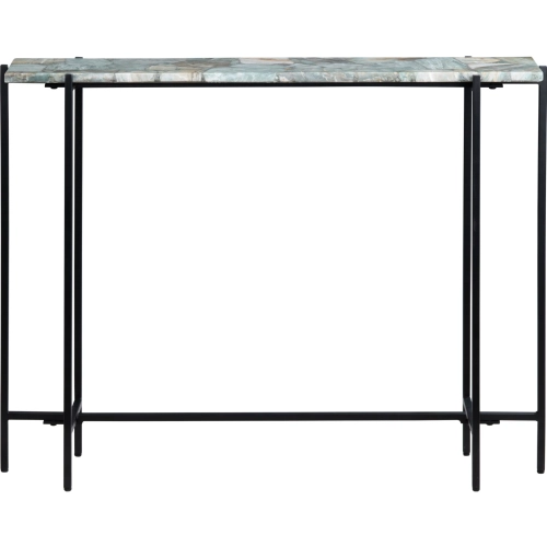 Dublin Console Sofa Table in Green Quartz & Black Iron