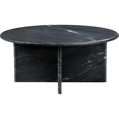 Noir Round Cocktail Coffee Table in Black Marble