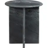 Noir Round End Table in Black Marble