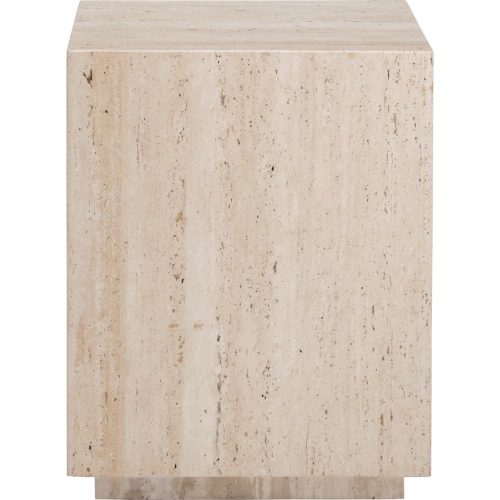 Palermo Square Stone End Table in Beige Travertine Stone
