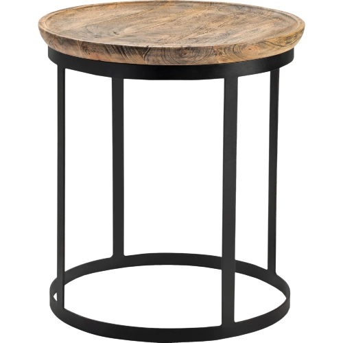 Traymore Round End Table in Wood & Metal