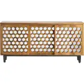 Bengal Manor 69" 3 Door Media Credenza Sideboard in Wood & Mirror