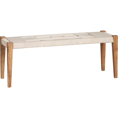 Biscayne Bench in Acacia Wood & Beige Cotton Rope