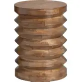 Kempsey Round End Table in Brown Solid Wood