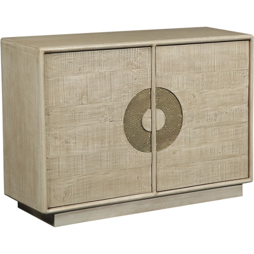 Westhaven 46" 2 Door TV Stand Media Credenza in Tan Wood, Cane & Brass