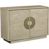 Westhaven 46" 2 Door TV Stand Media Credenza in Tan Wood, Cane & Brass