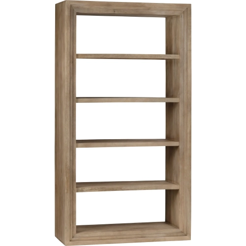 Brinley 87" 5 Shelf Etagere Bookcase in Soft Brown Solid Wood