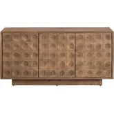 Hayden 62" 3 Door Media Credenza Sideboard in Brown Solid Wood