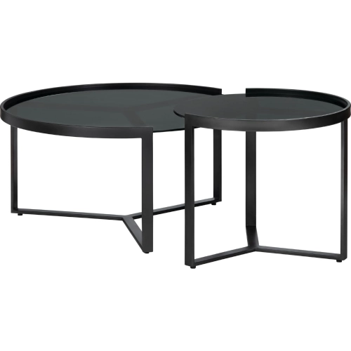 Nova 2 Piece Cocktail Coffee Table Set in Black Iron
