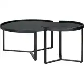 Nova 2 Piece Cocktail Coffee Table Set in Black Iron